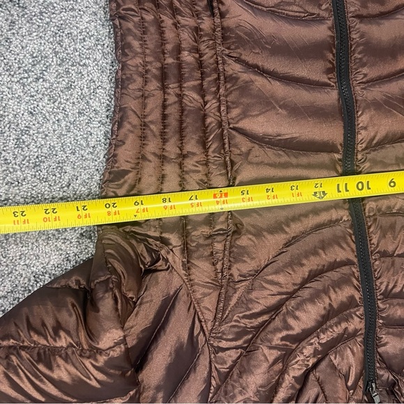 Andrew Marc Metallic Brown Packable Lightweight Premium Down Hoodie Women’s Sz M - Picture 5 of 9